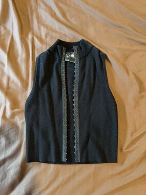 Windsor Black Sleeveless Hook-Front Knit Top